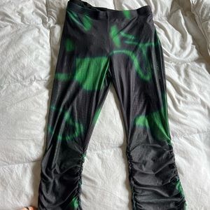 Green and black wavy music festival pants